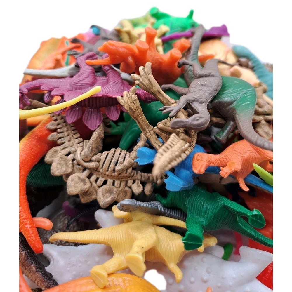 LOT OF 2LB Vtg/Mod Dinosaurs Small Medium Rubber Plastic Toys 1"-3" Cake Topper